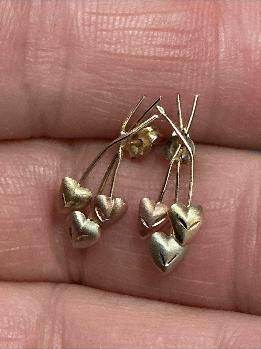14K JCM Tri Color Heart Bouquet Earrings with 14K Backs